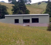lean-to-mist-green pole shed